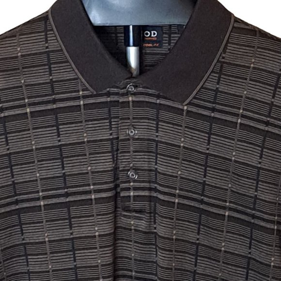 Izod Polo Shirt Mens XL Golfing XFG Golf Cotton Cool FX Brown Tan Linear Print - Picture 1 of 12